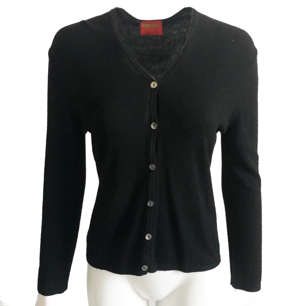 Kenzo Cardigan Sweater Black Knit Classic Preppy Vintage Kenzo Jungle Size 2